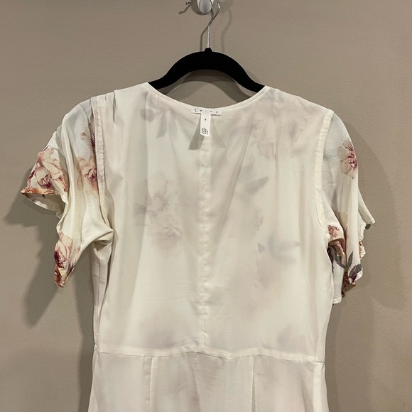 Leith cream floral flutter sleeve wrap maxi high low dress with ruffle - Picture 7 of 7